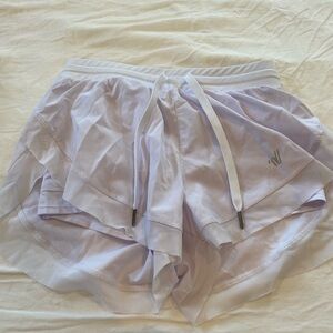 VARSITY white running shorts